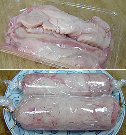 ラップに包んで蒸します